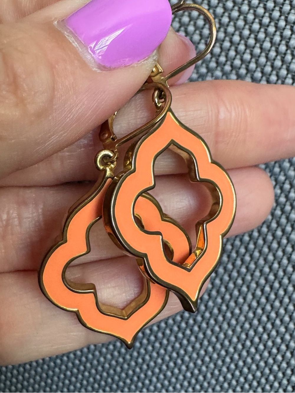 Vintage Orange Enamel Drop Earrings